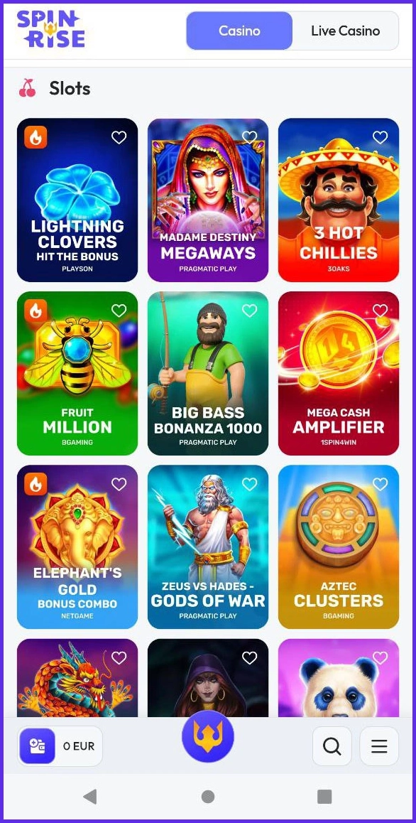 Die angesagtesten Spielautomaten im Spinrise Casino auf einen Blick